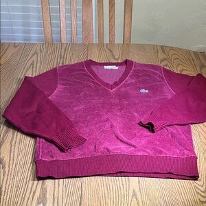 Lacoste Men's V-Neck Sweater in Rich Burgundy